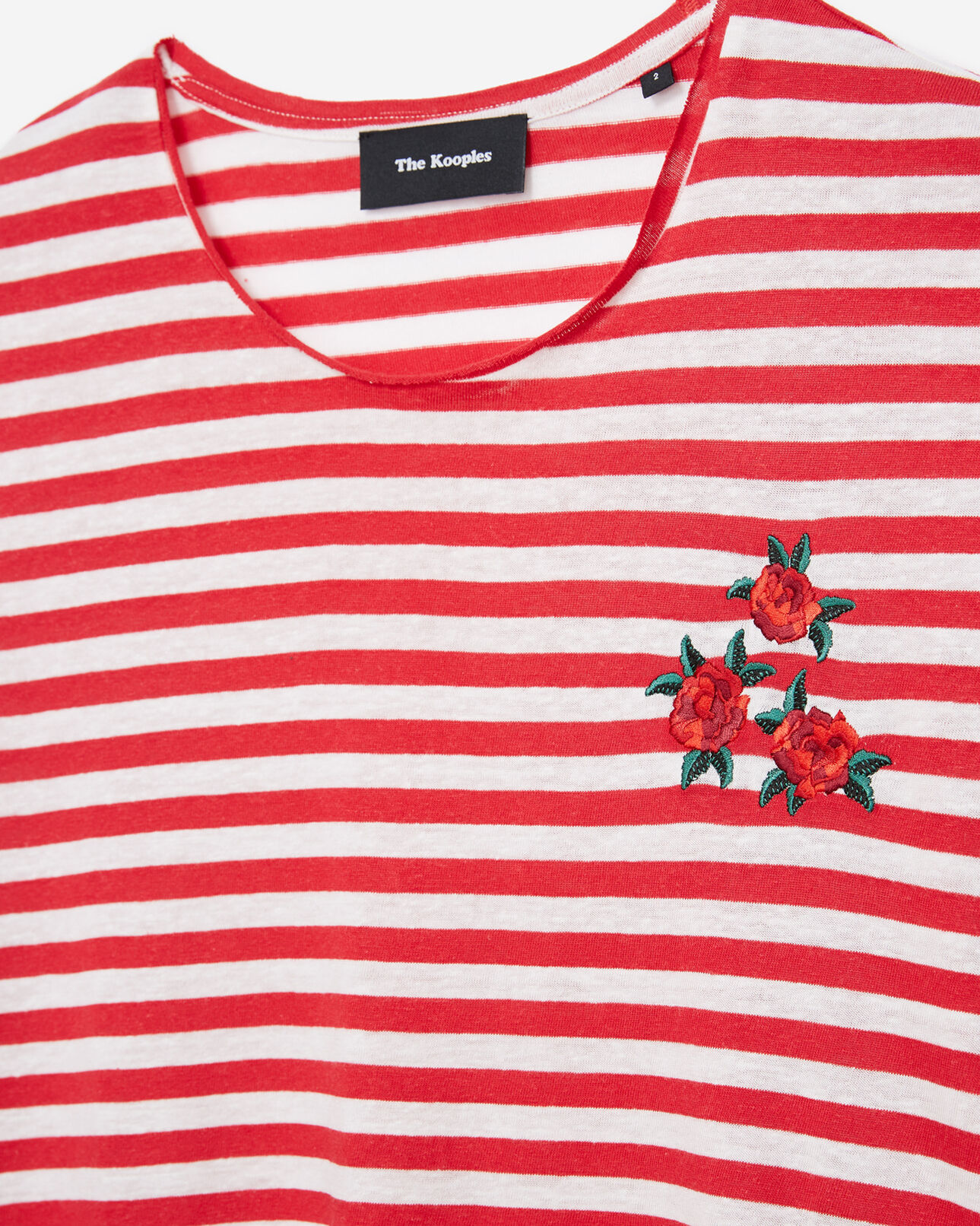 The Kooples WOMEN ECRU RED red and white striped cropped t-shirt
