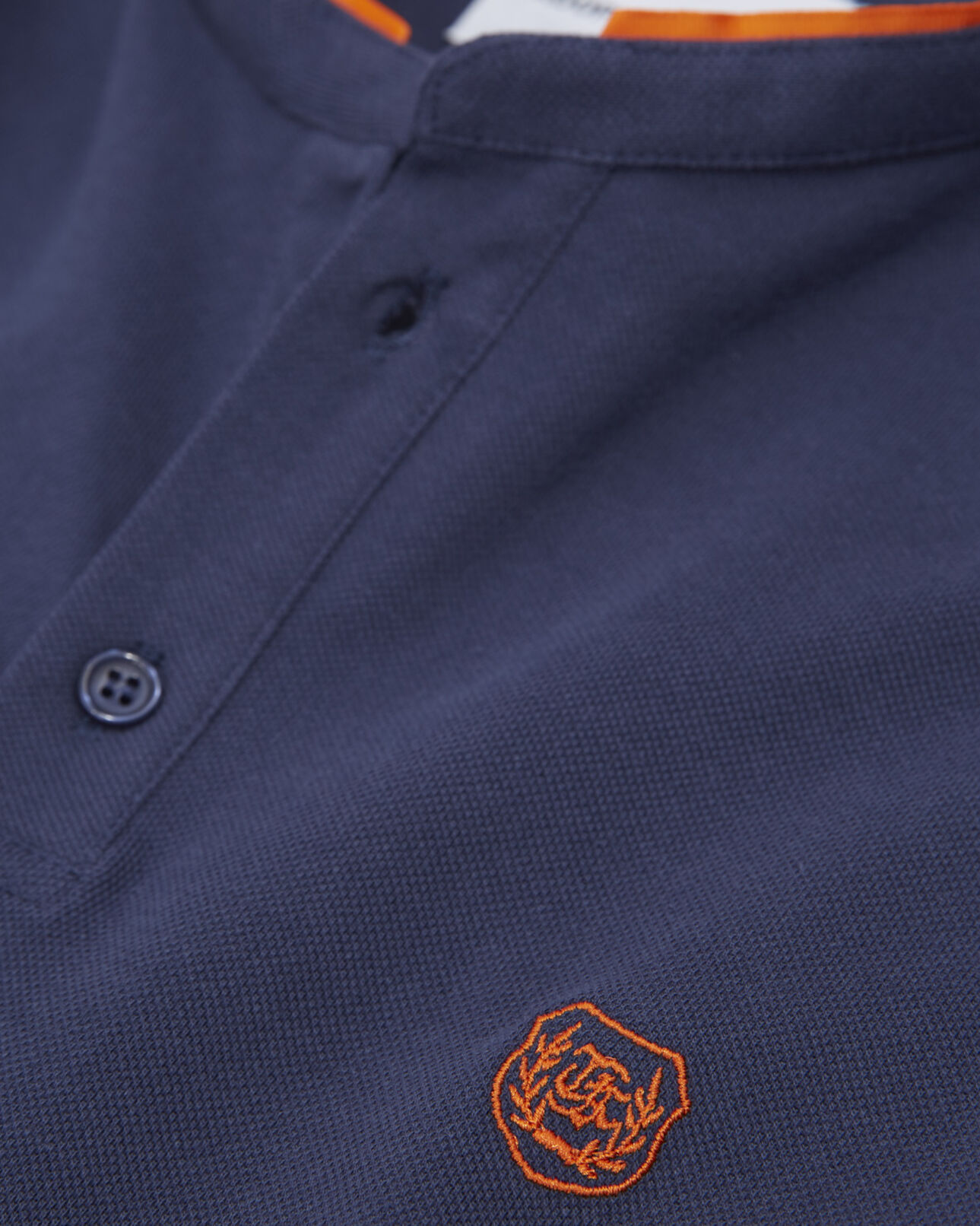 The Kooples MEN DEEP SEA BLUE / ORANGE dark blue cotton polo with orange details