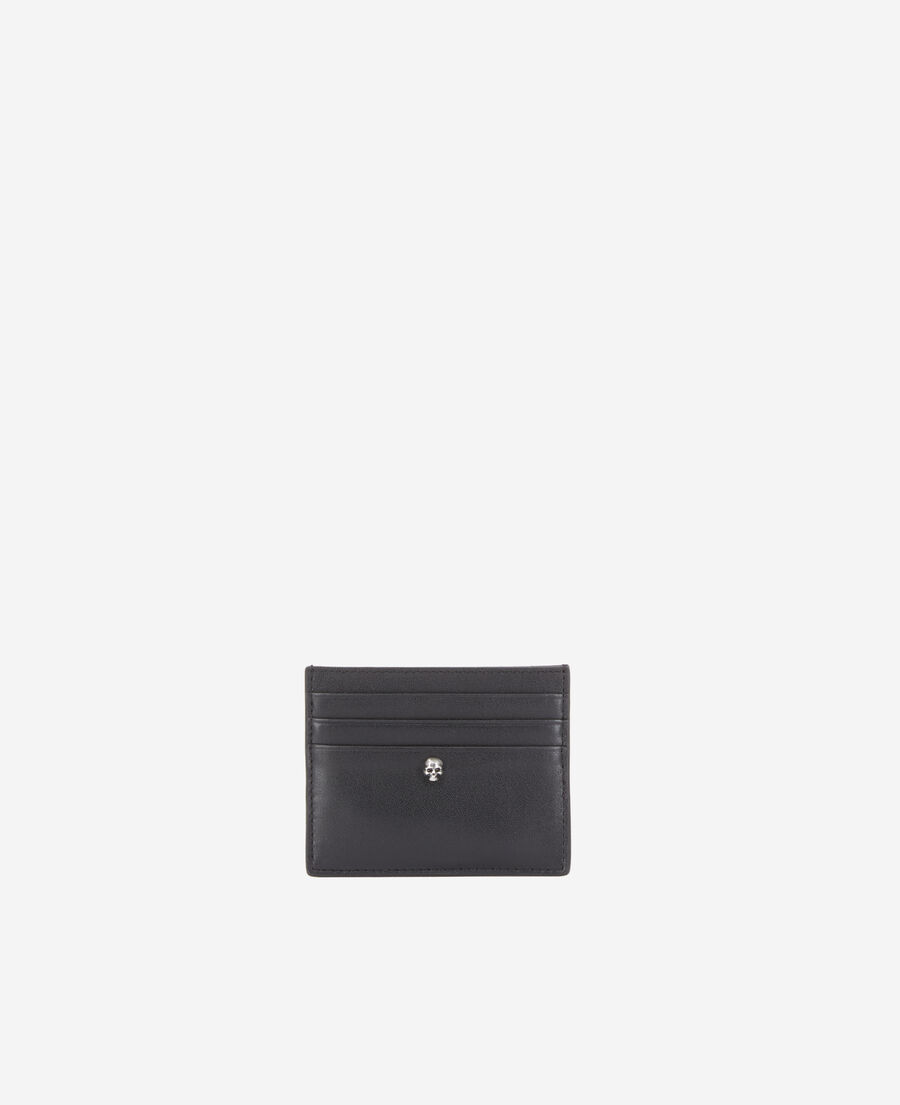 The Kooples MEN BLACK black leather card holder with skull