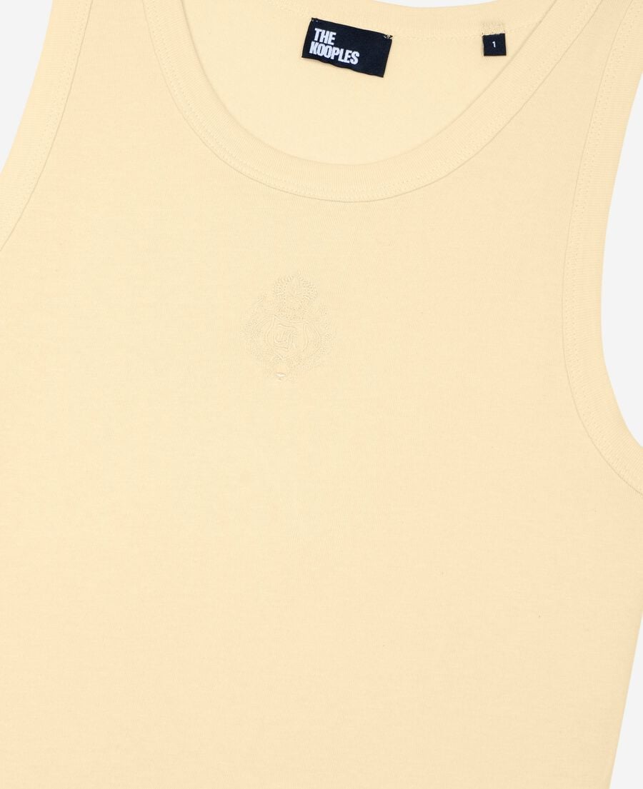 The Kooples WOMEN LIGHT YELLOW cotton tank top with yellow coat of arms