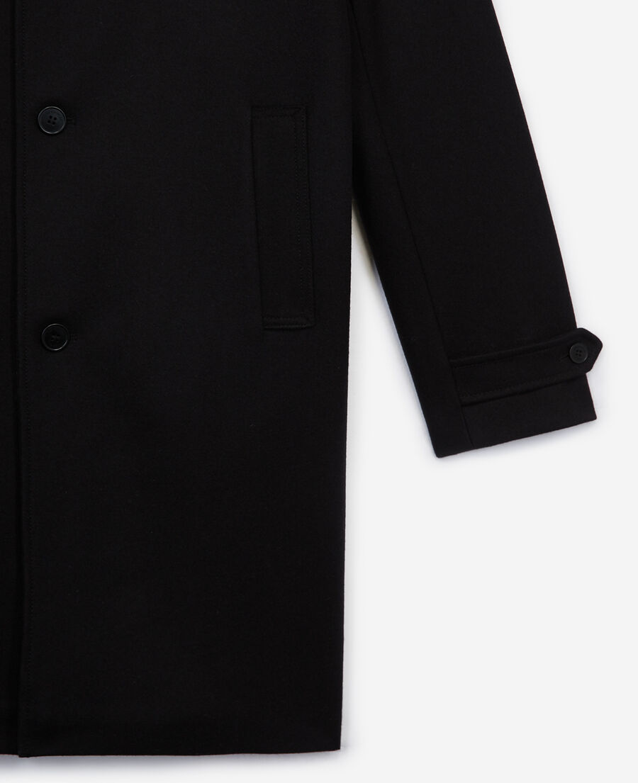 black wool coat with shearling collar