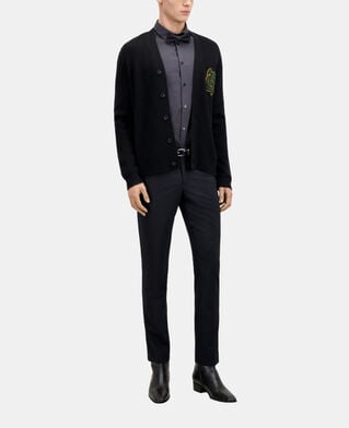 The Kooples H DARK NAVY prince of wales navy blue wool suit trousers
