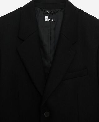 The Kooples MEN BLACK black leather lapel collar coat