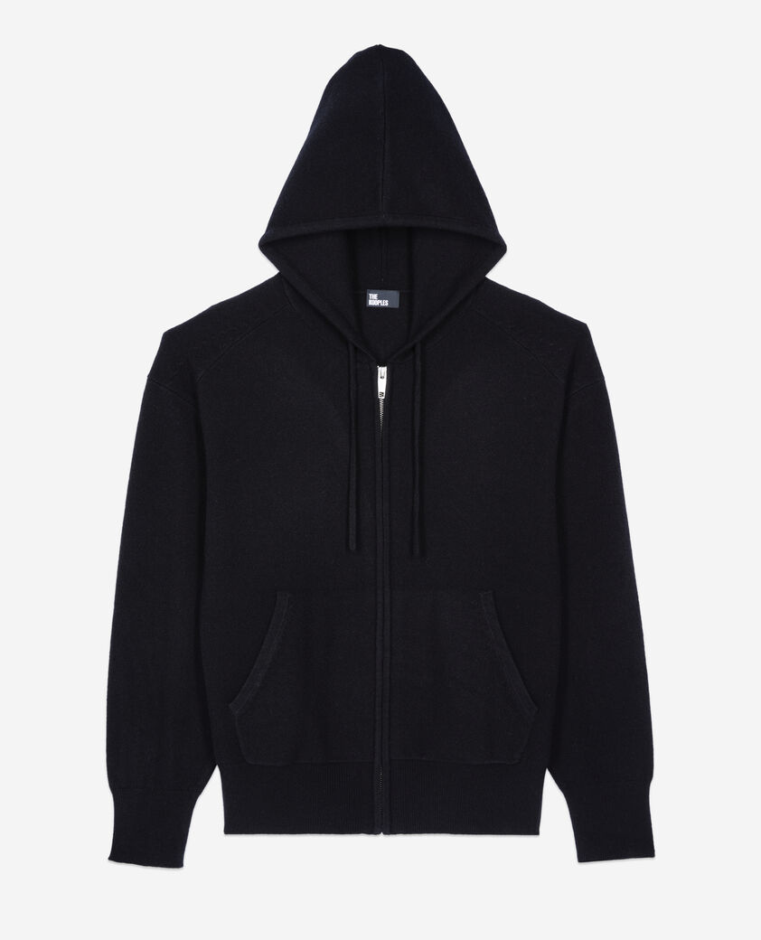 The Kooples FEMME BLACK sweatshirt à capuche en laine et cachemire noir