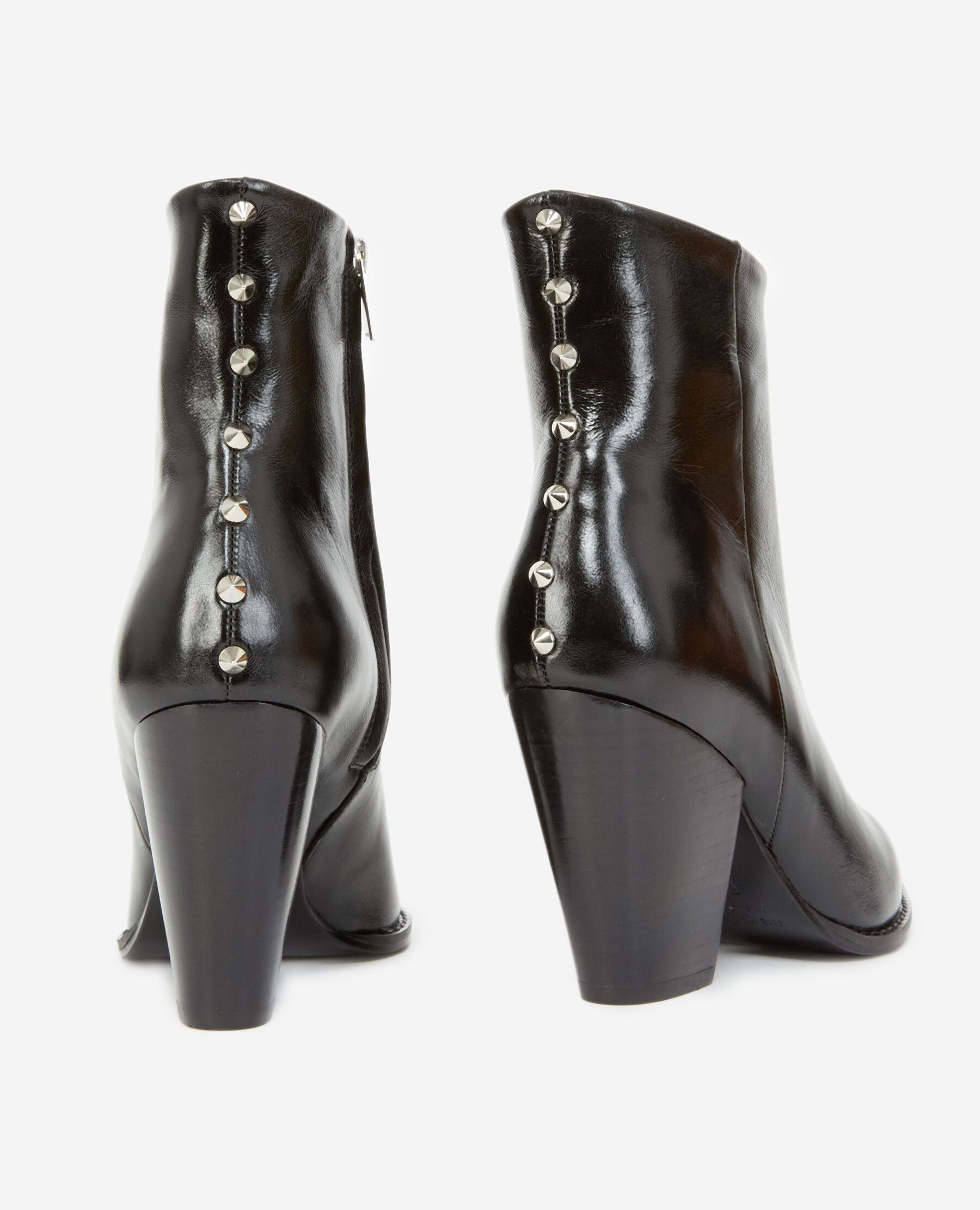 Black leather ankle boots with studs The Kooples