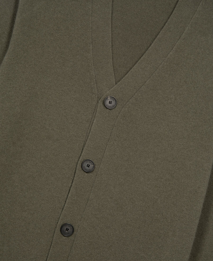 The Kooples MEN OLIVE KAKI khaki cashmere cardigan