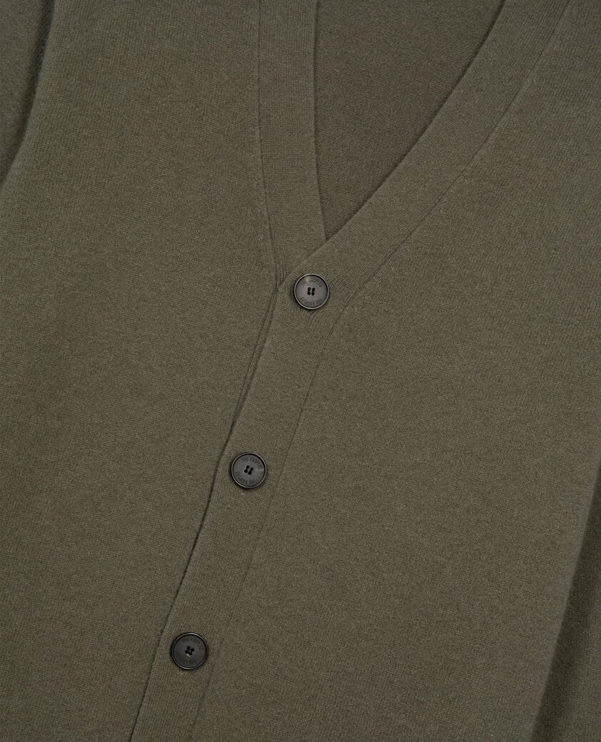 The Kooples HOMME OLIVE KAKI cardigan en cachemire kaki