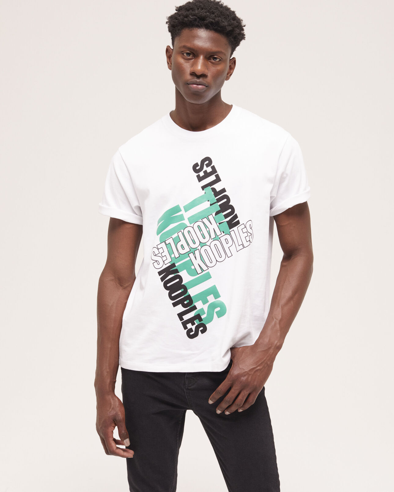 The Kooples HERREN GREEN-WHITE weißes t-shirt herren mit the kooples logo