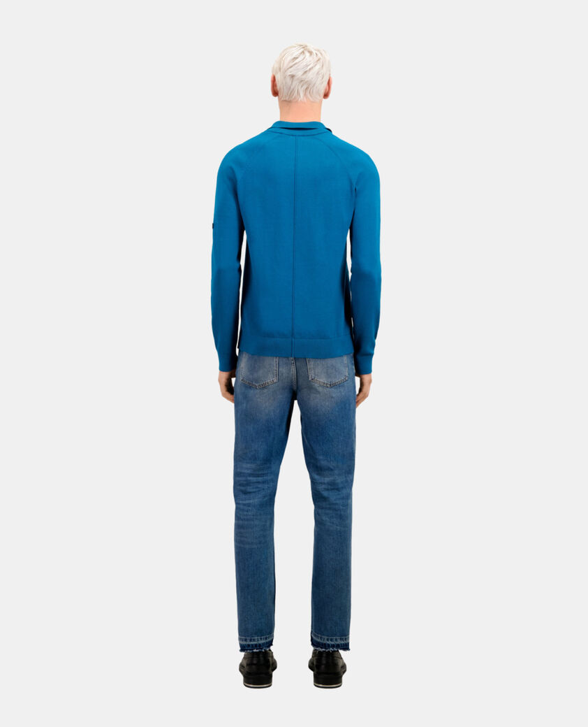 The Kooples HERREN MEDIUM BLUE blaues poloshirt aus strick