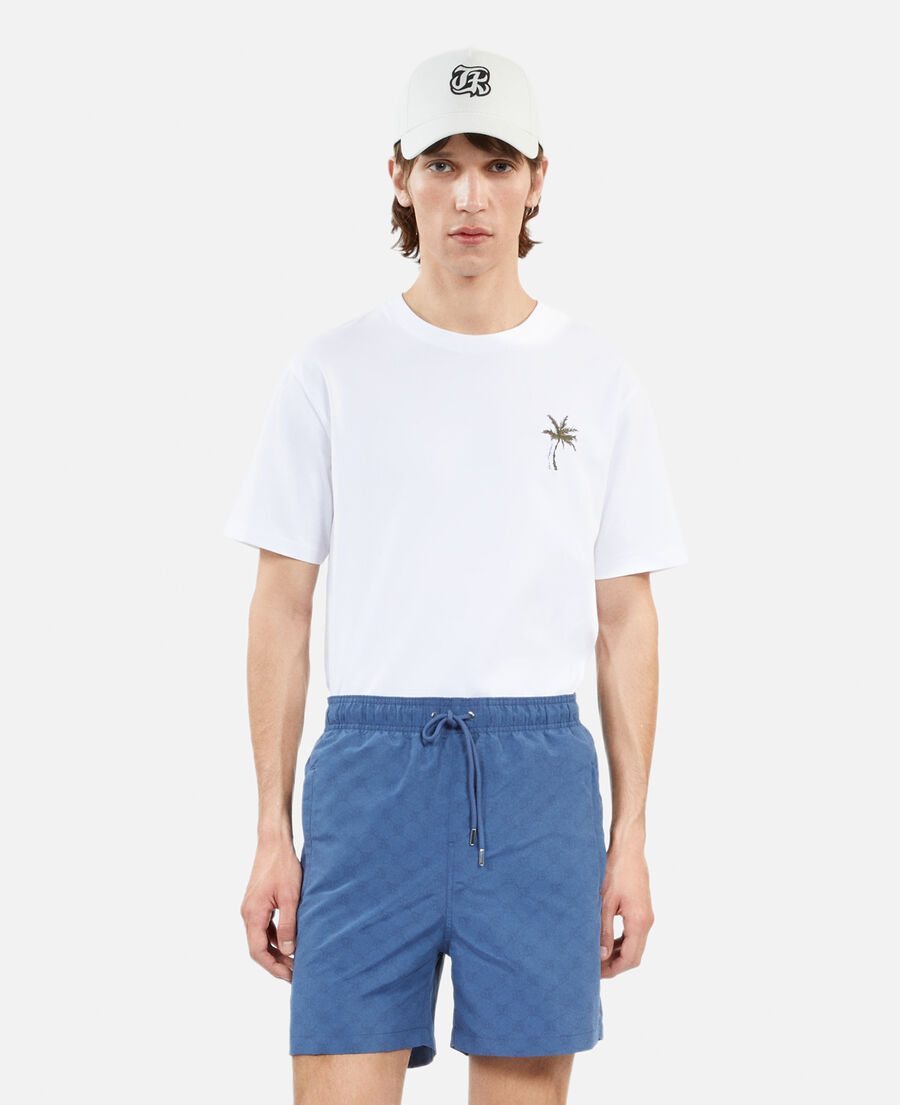 The Kooples H MIDDLE NAVY navy blue monogram swim shorts