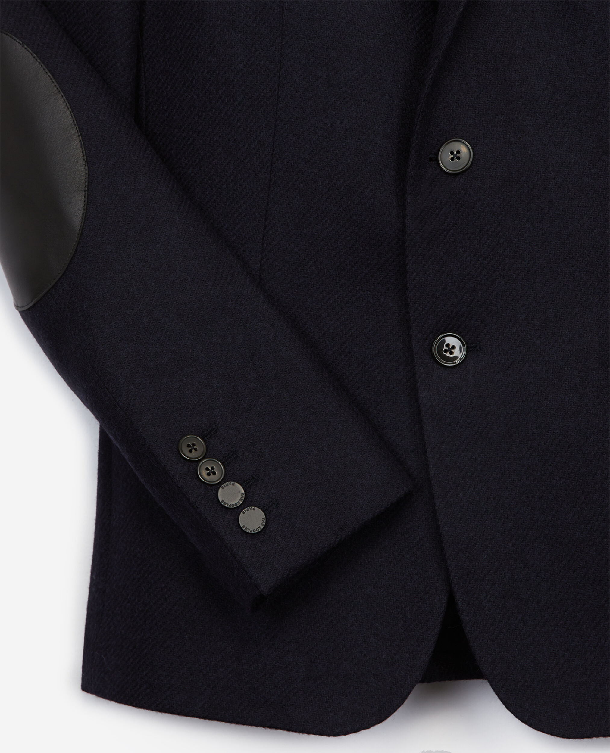Black wool jacket with leather elbow patches, DARK NAVY, hi-res image number null