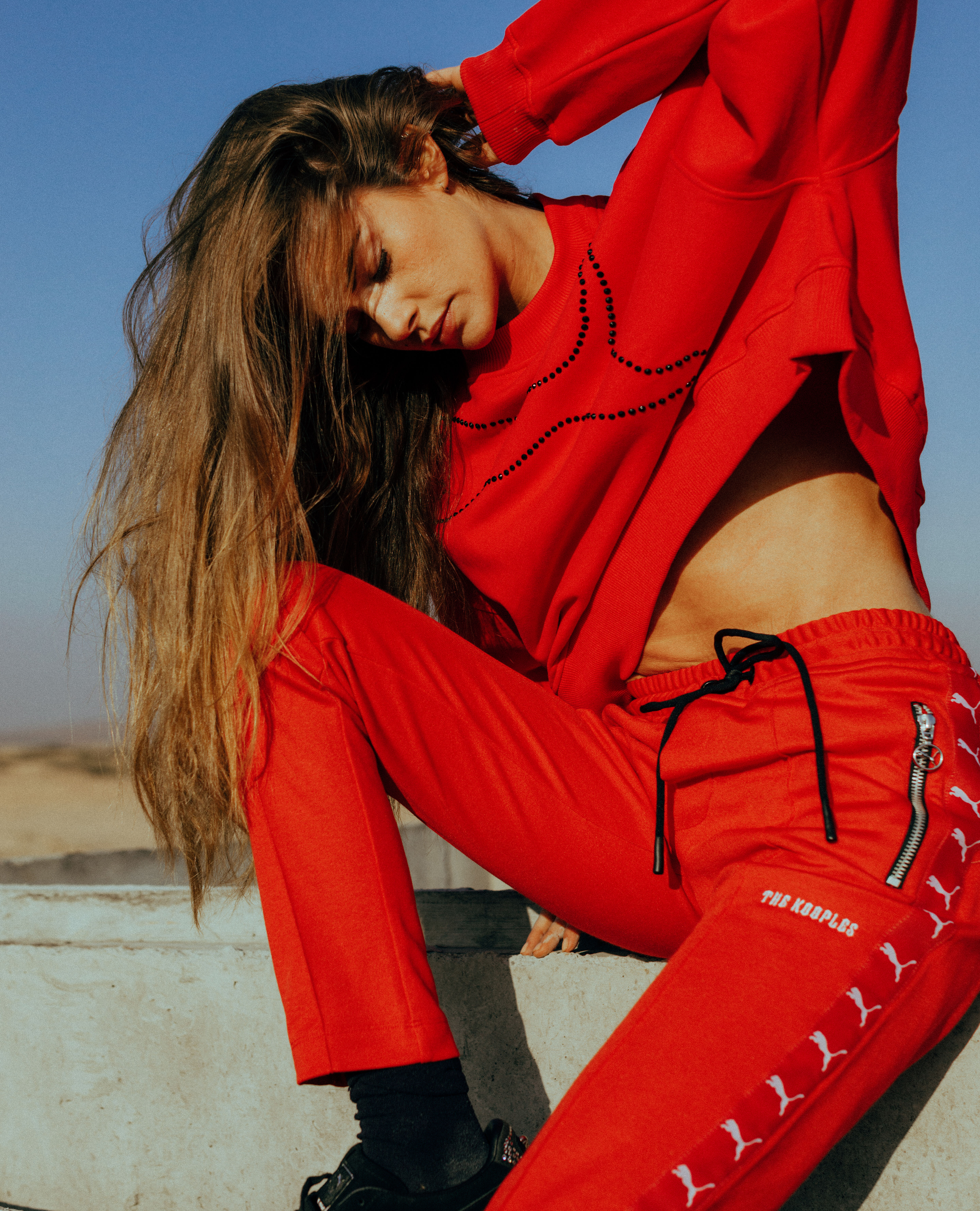 Puma red sweatshirt with rhinestones