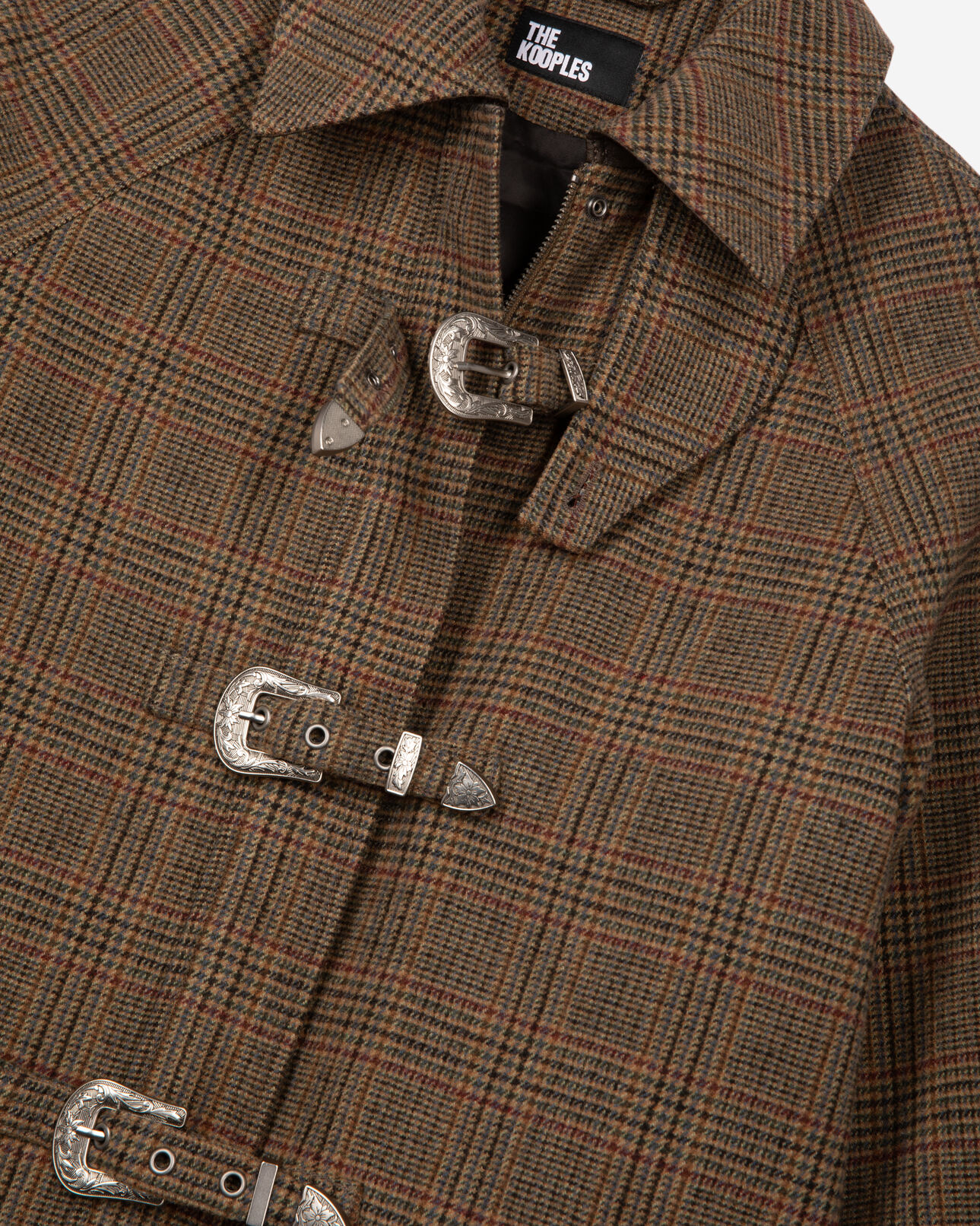 The Kooples WOMEN CHOCOLATE prince of wales brown wool coat