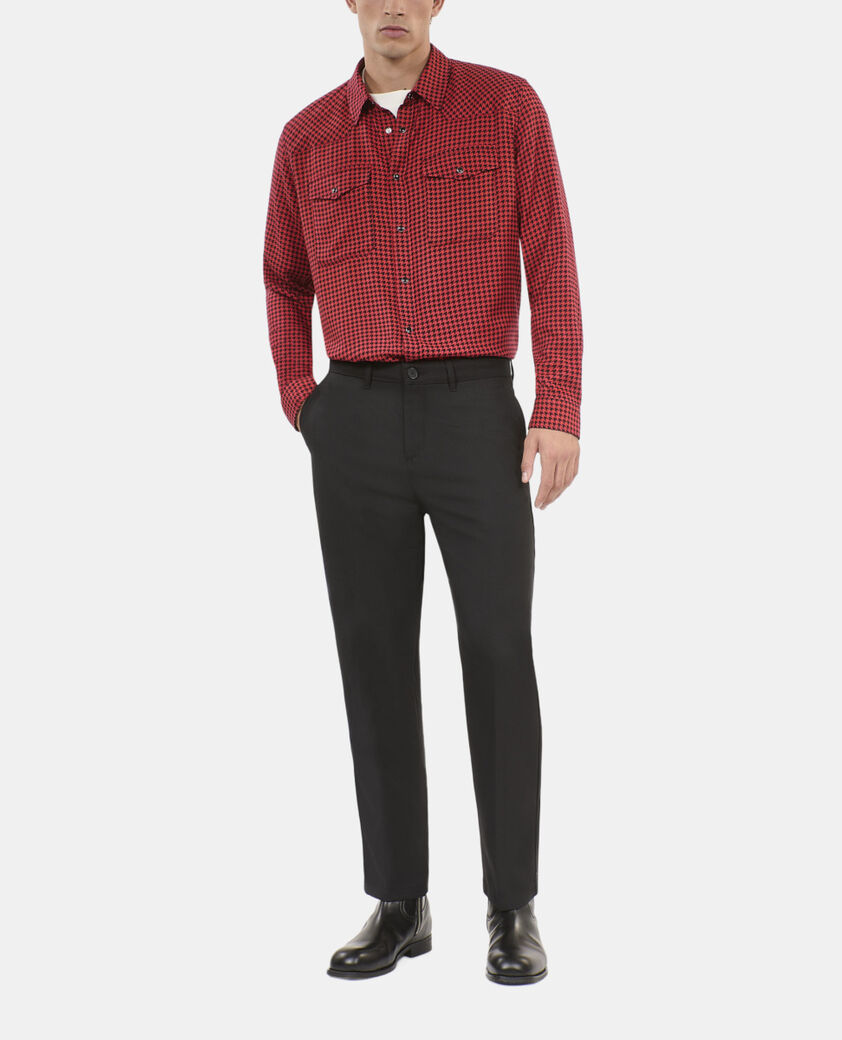 The Kooples MEN BLACK - RED black and red houndstooth shirt
