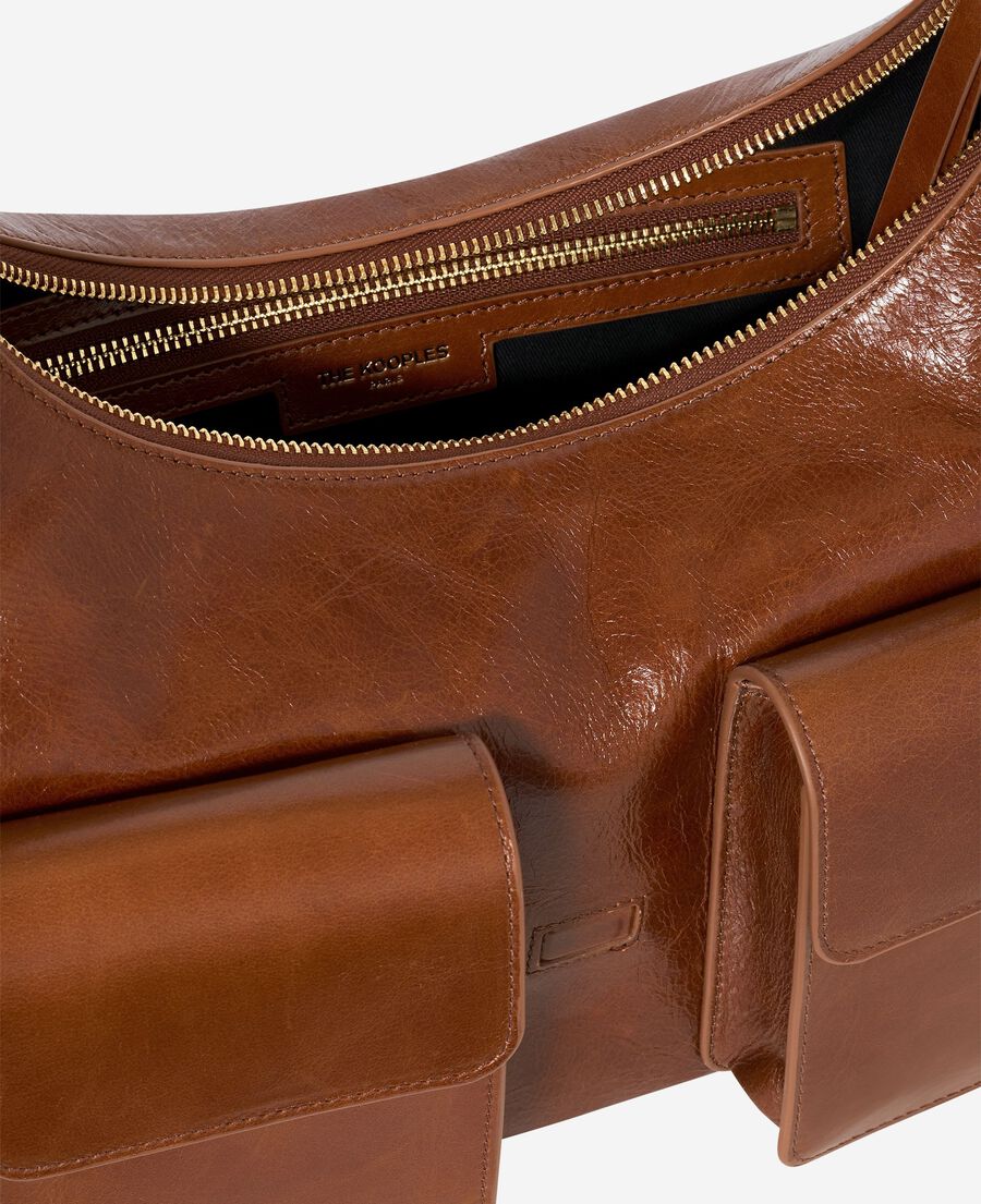 The Kooples WOMEN BROWN amelia xl bag in brown cracked leather