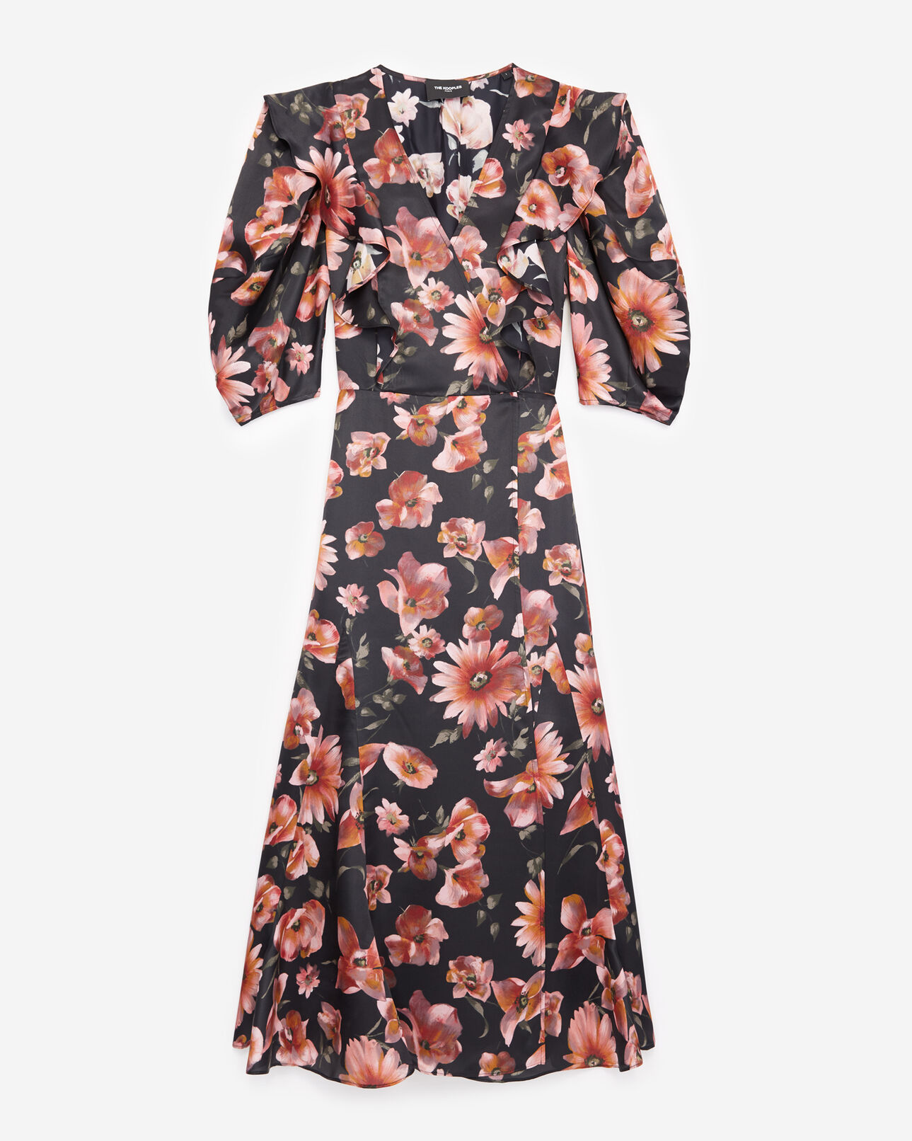 The Kooples FEMME BLACK robe portefeuille imprimée noire