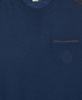 The Kooples HOMME DARK BLUE pull en laine m&eacute;rinos bleue