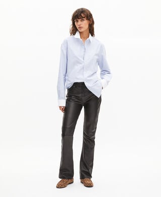 The Kooples FEMME BLUE chemise en coton ray&eacute;e bleue