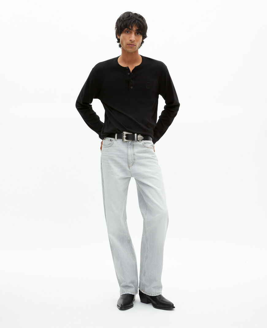 The Kooples HERREN BLACK langarmshirt mit schwarzem wappen