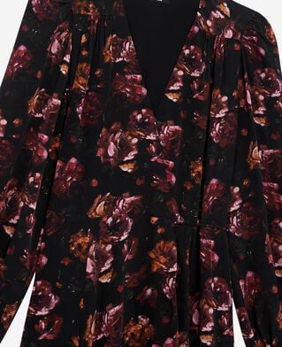 The Kooples WOMEN BLACK - RED burgundy silk blend floral print long dress
