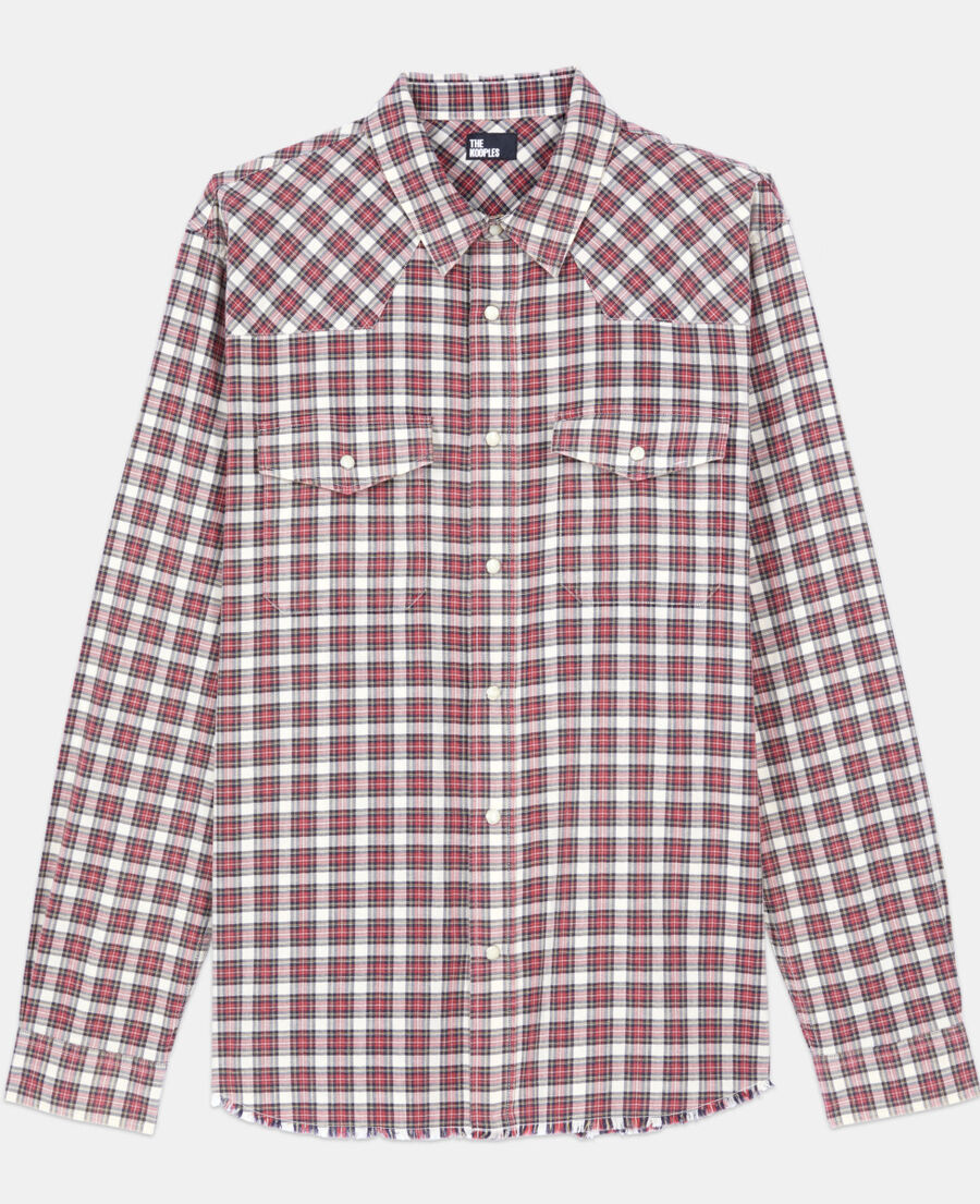 The Kooples MEN BLACK ECRU RED checked shirt