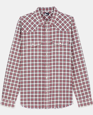 The Kooples MEN BLACK ECRU RED checked shirt