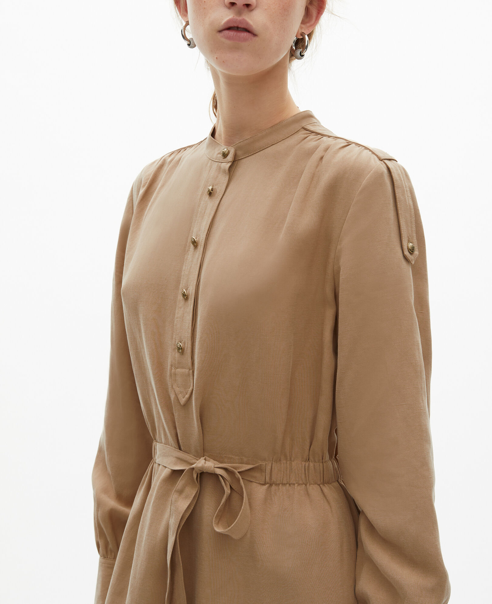 The Kooples WOMEN BROWN short beige dress