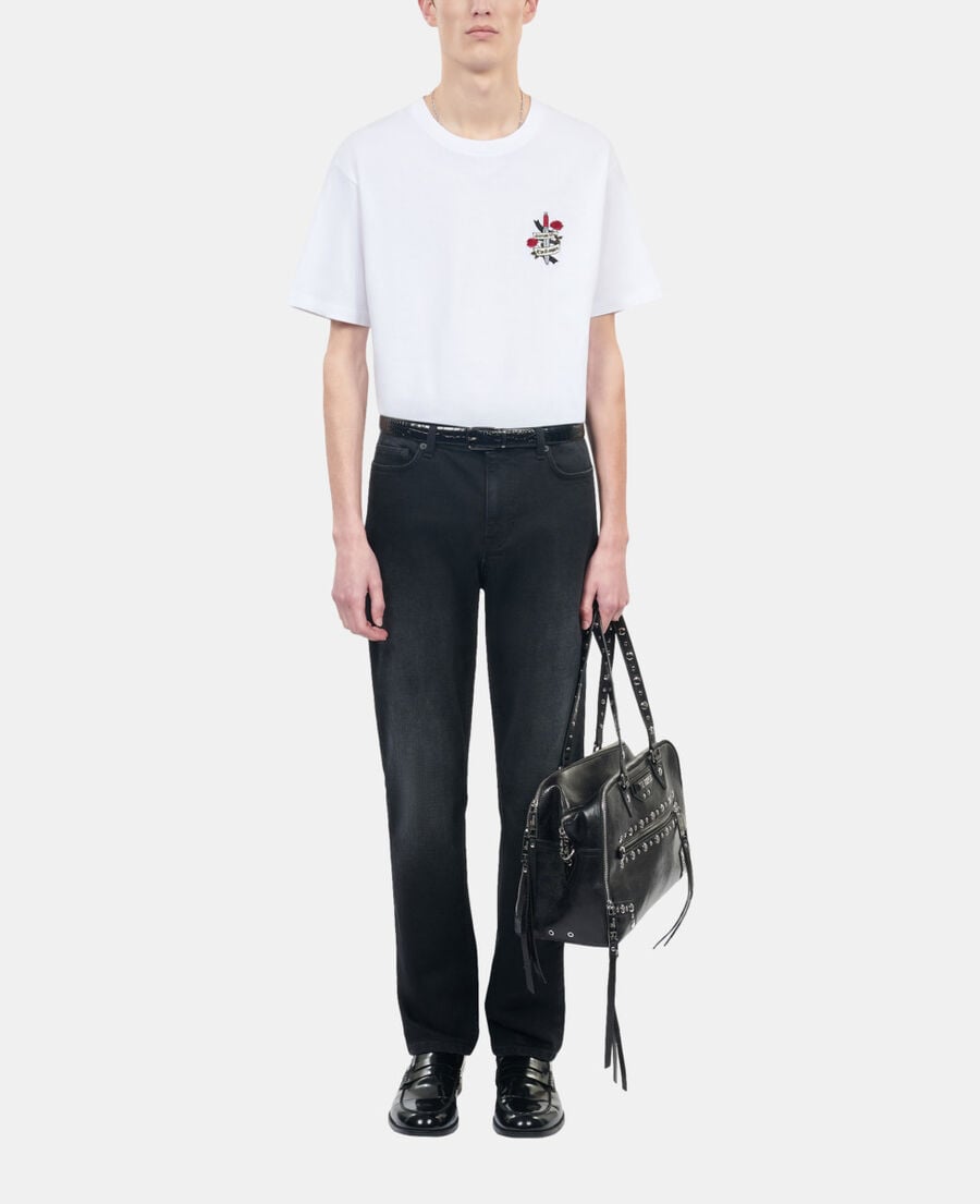 The Kooples HERREN WHITE weißes t-shirt mit eternal life-stickerei