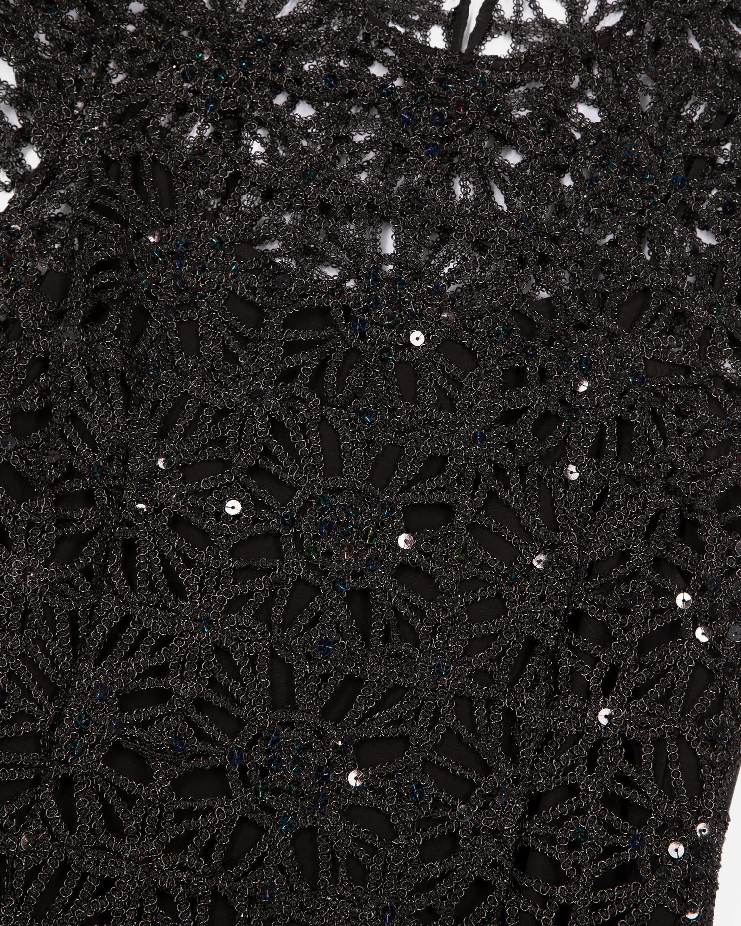 Kurzes Kleid aus Guipure in Silber, BLACK, hi-res image number null