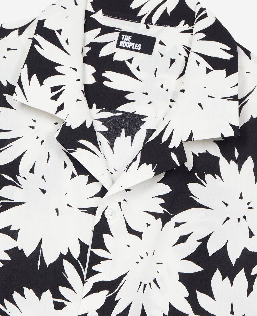 The Kooples MEN BLACK WHITE black floral print short-sleeve shirt