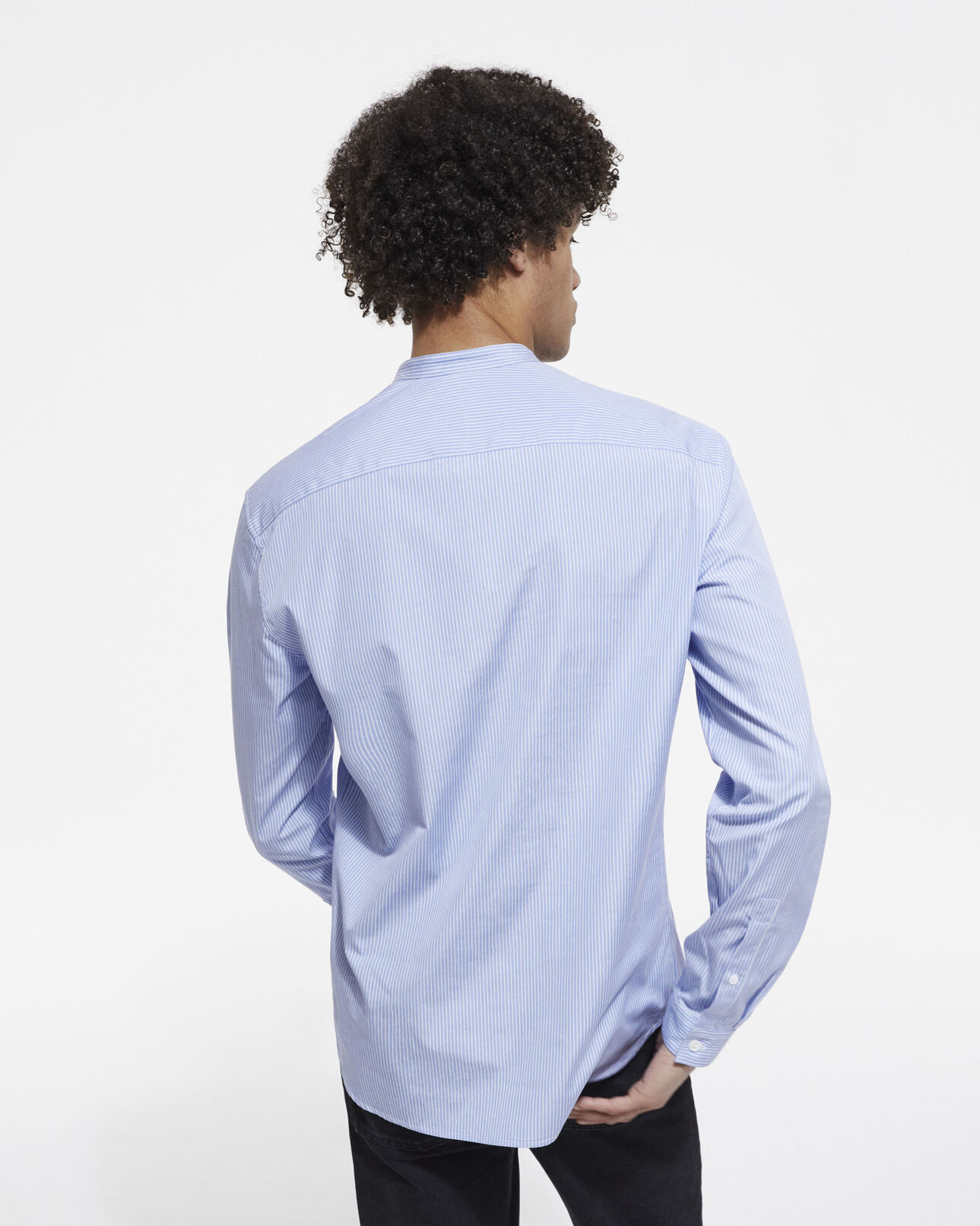 The Kooples HERREN WHITE / SKY BLUE blaues hemd mit streifen und stehkragen