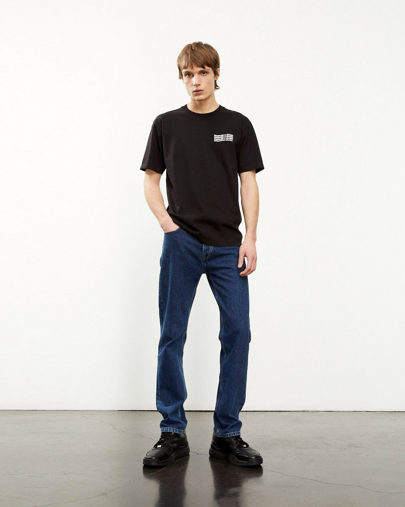 The Kooples MEN BLACK black cotton t-shirt with logo trio