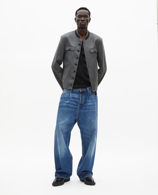 The Kooples MEN DARK GREY officer-style jacket in grey wool
