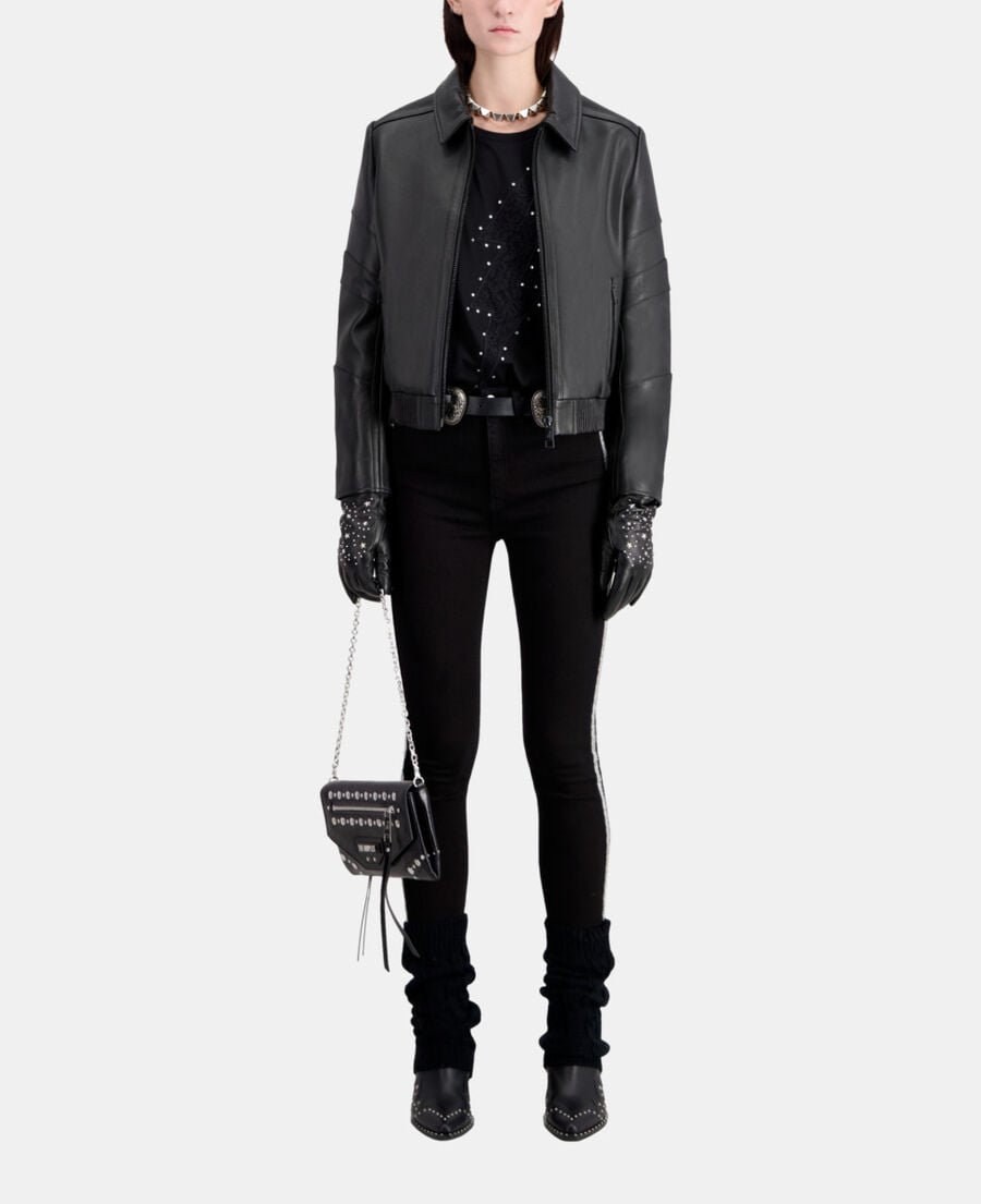 The Kooples MUJER BLACK chaqueta biker piel negra