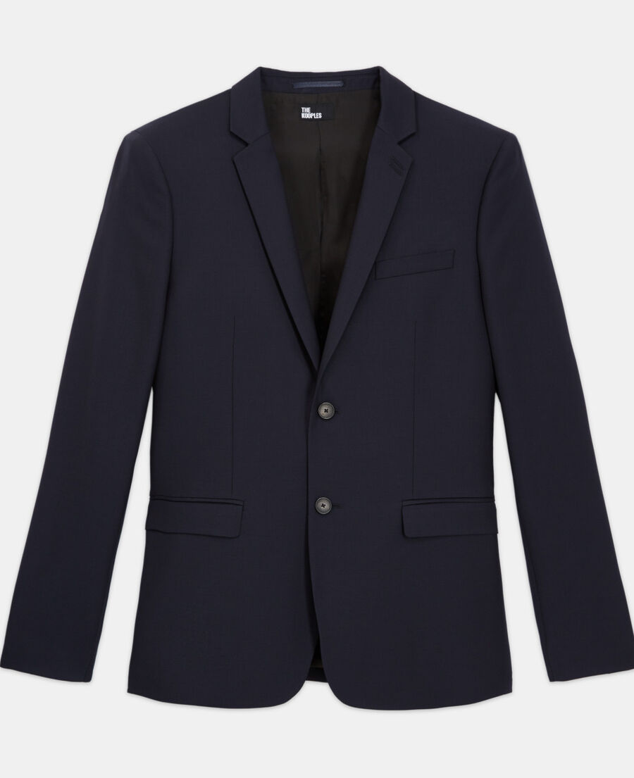 veste de costume en laine bleu marine