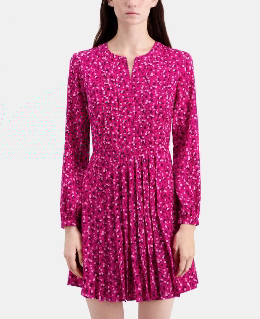 The Kooples FEMME PINK BLACK robe courte imprimée avec plissage