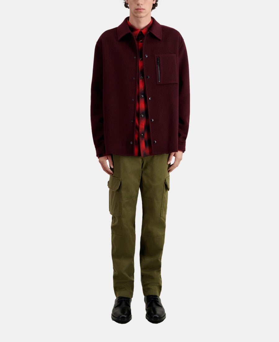 The Kooples HERREN BORDEAUX / NAVY bordeauxrote hemdjacke aus einer wollmischung