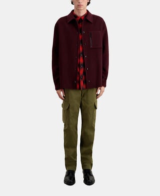 The Kooples HERREN BORDEAUX / NAVY bordeauxrote hemdjacke aus einer wollmischung
