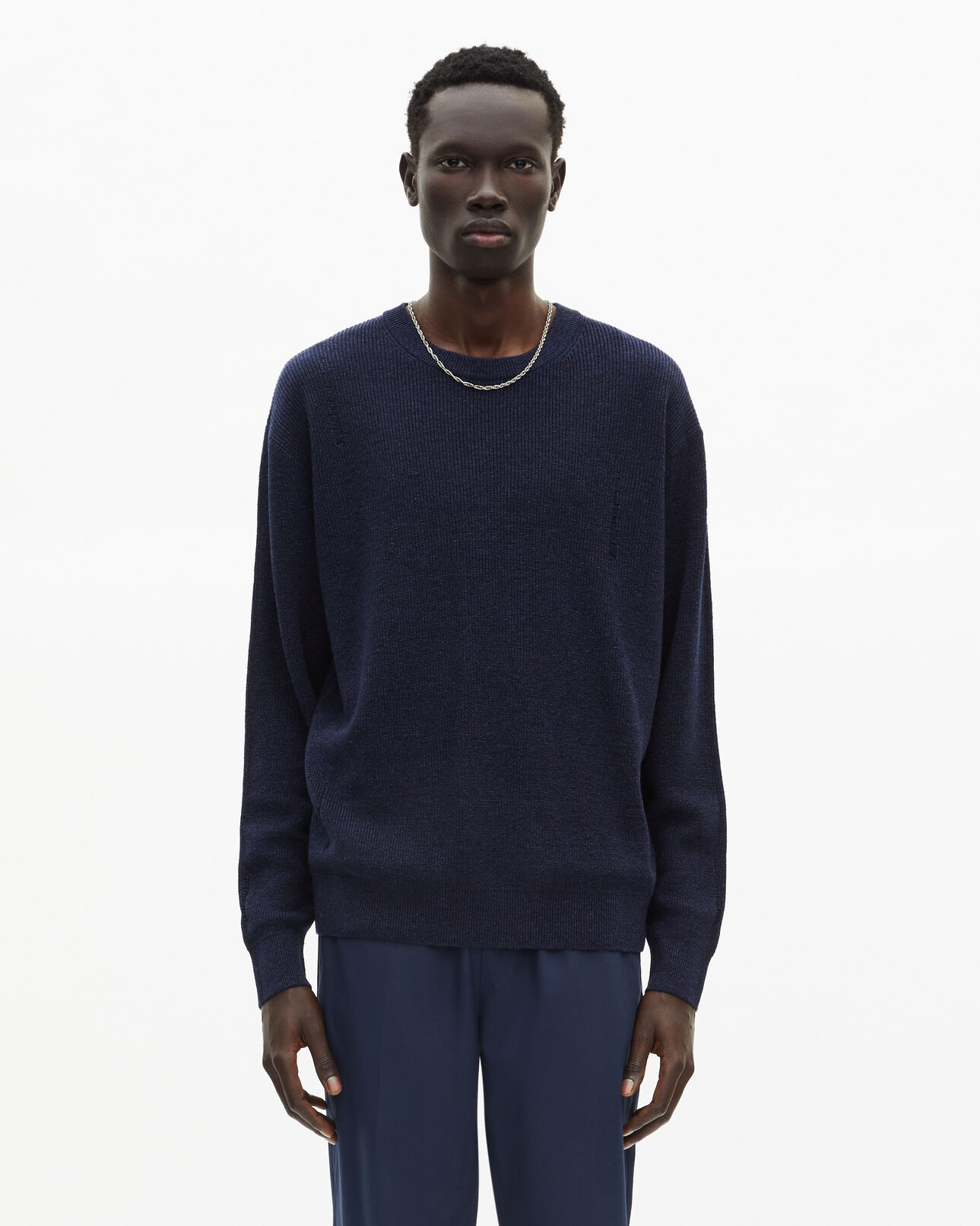 The Kooples MEN NAVY wool and linen navy sweater