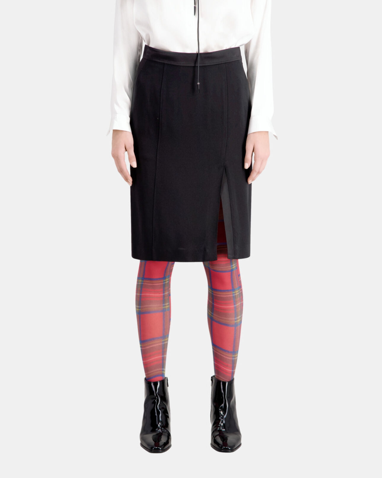 The Kooples WOMEN BLACK black midi pencil skirt