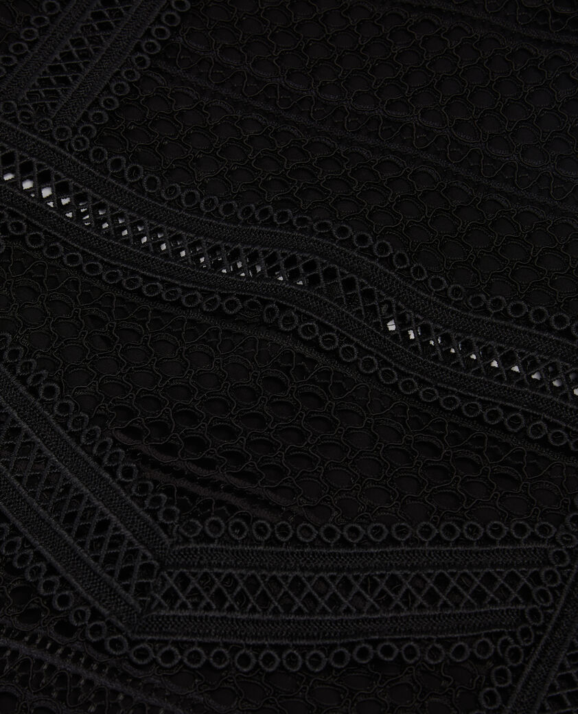 The Kooples FEMME BLACK robe courte en guipure noire