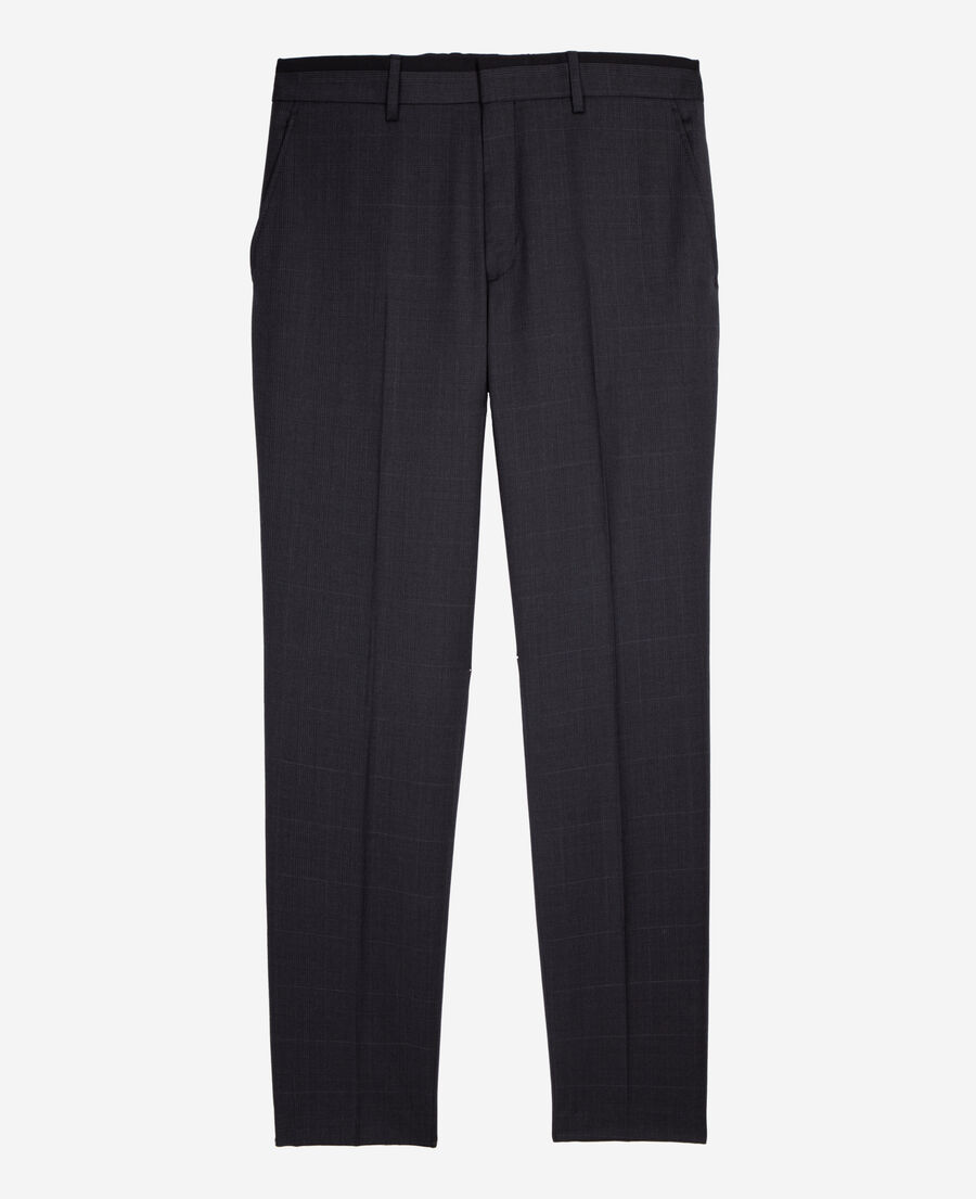 grey wool prince of wales suit trousers