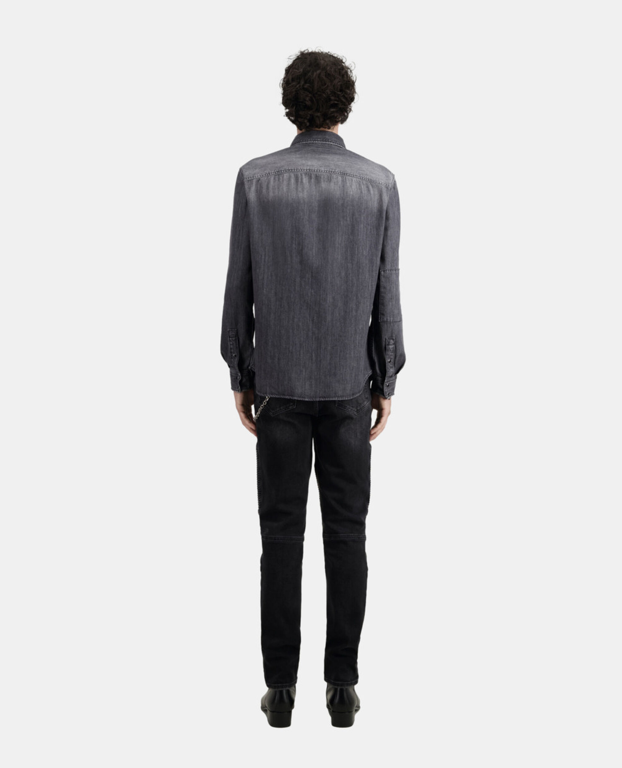 Graues Hemd aus Denim, LIGHT GREY MEL/WHITE, hi-res image number null