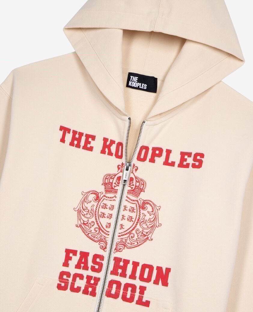 The Kooples WOMEN ECRU ecru hooded sweatshirt with screen print