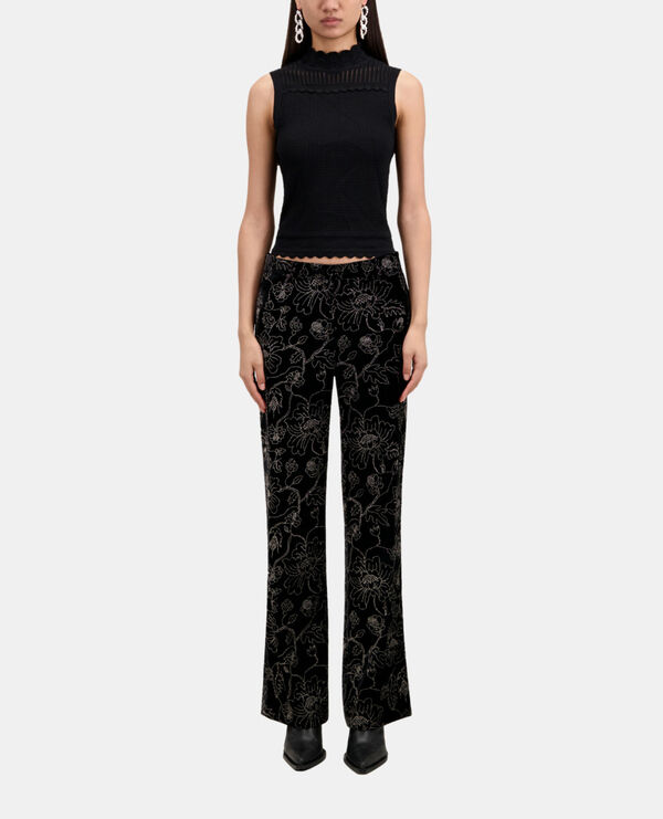 pantalon tailleur noir en velours