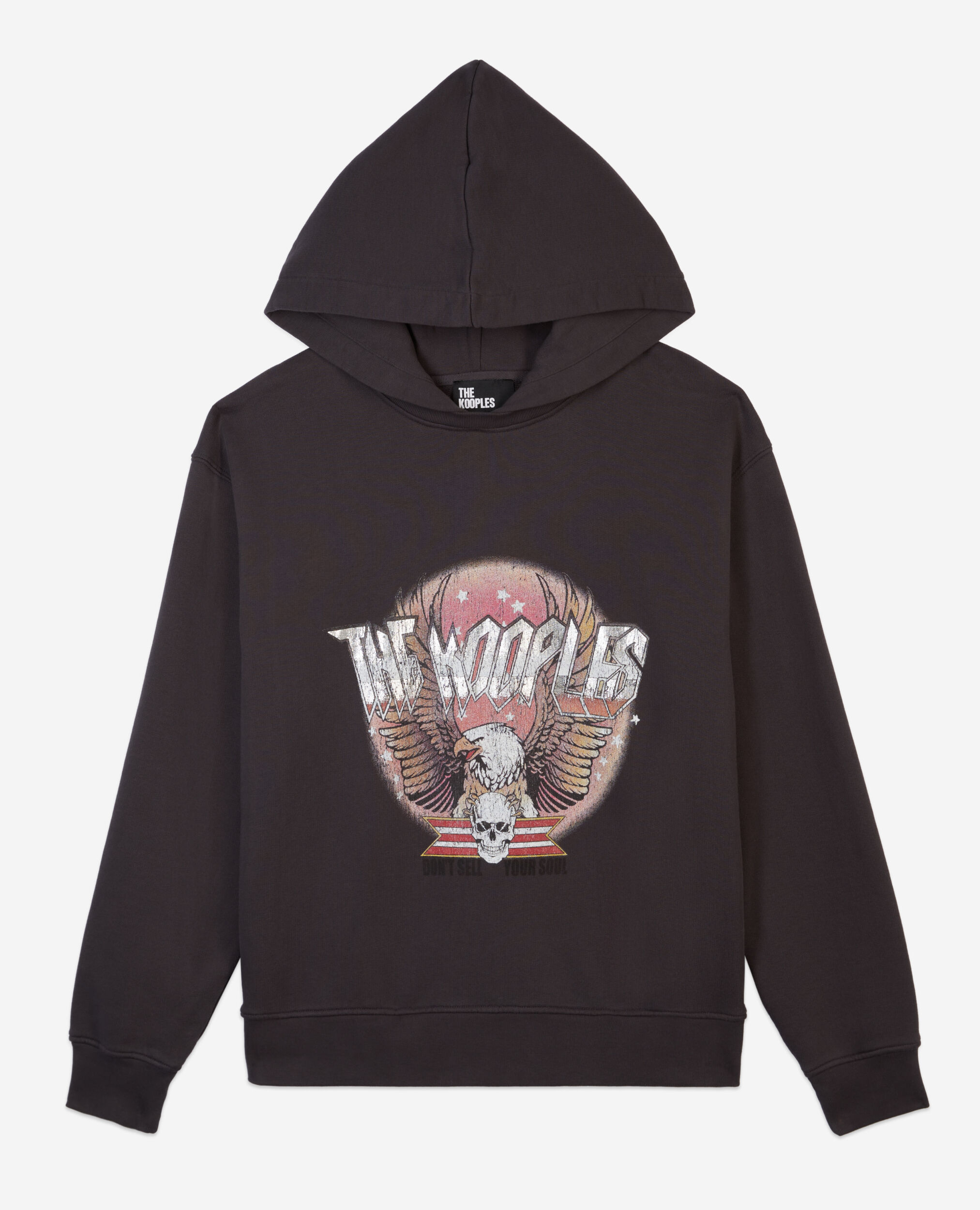 Carbon grey hoodie with Rock eagle serigraphy