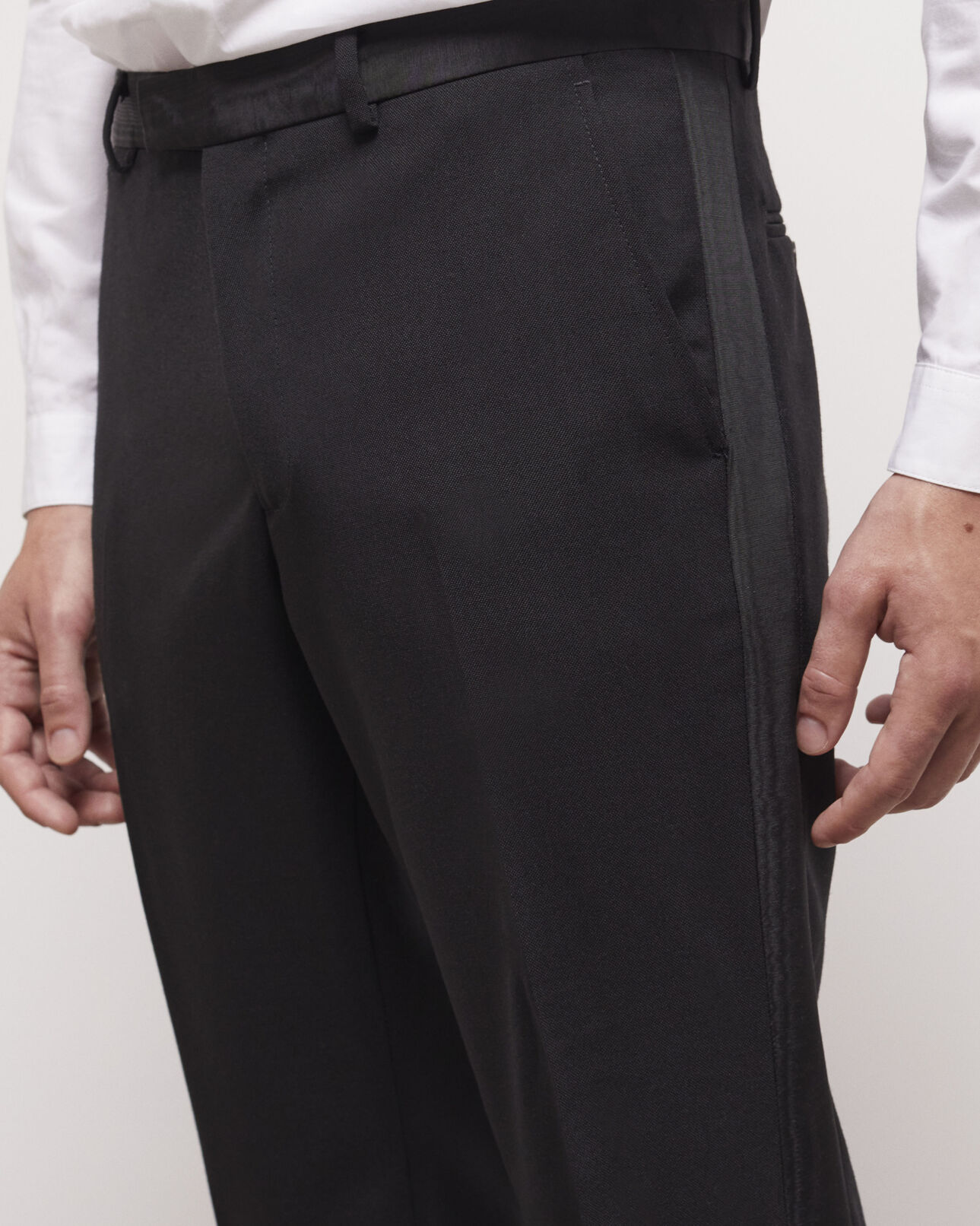 The Kooples MEN BLACK black satin suit pants