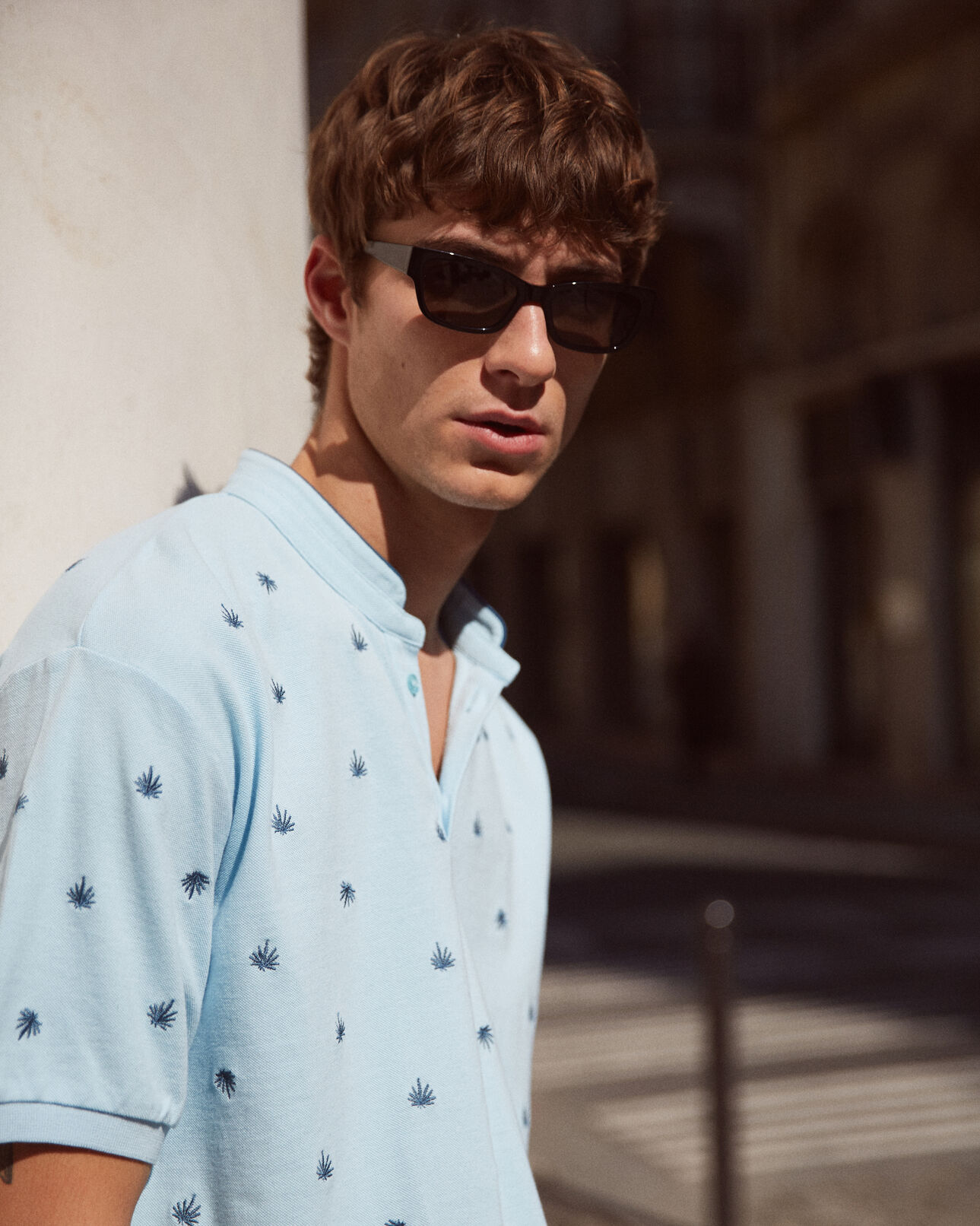 The Kooples HOMME SKY BLUE polo coton bleu ciel détails brodés
