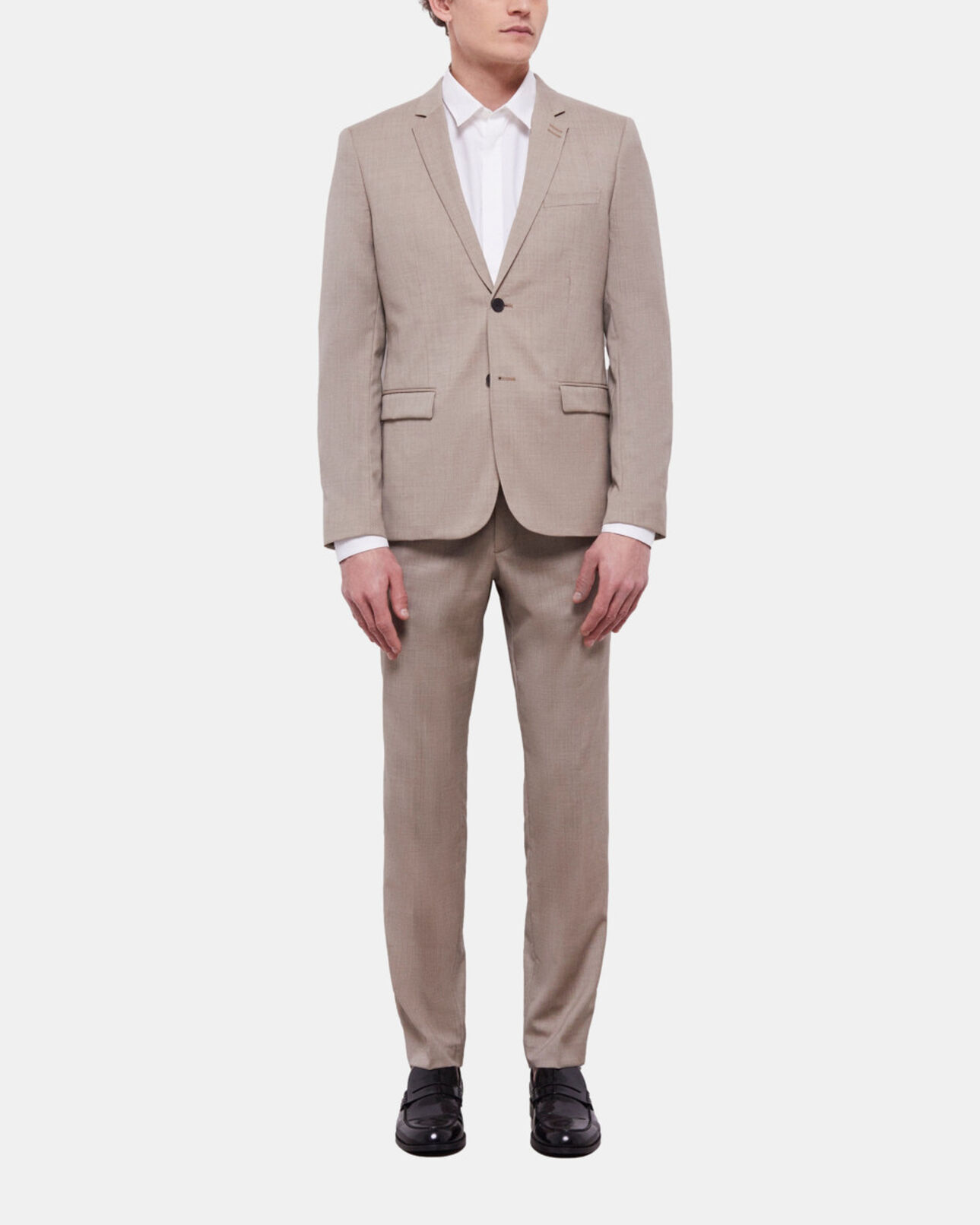 The Kooples MEN BEIGE MELANGE beige wool suit jacket