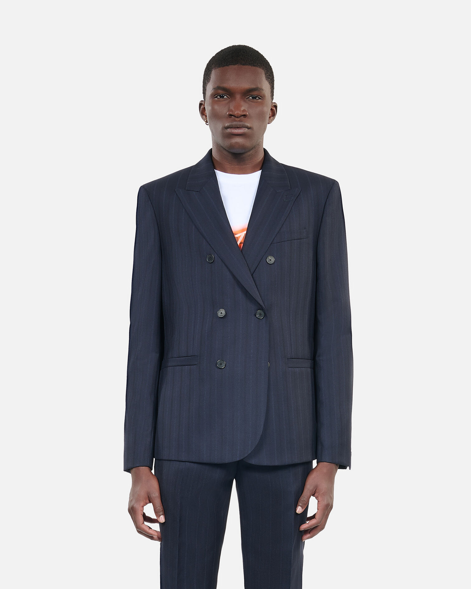 Blue striped suit jacket, NAVY, hi-res image number null